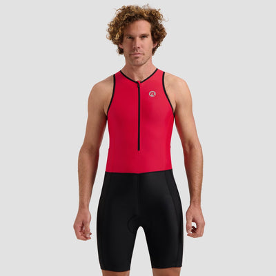 Rogelli florida trifonction sans manches - combinaison de triathlon pour femme et homme - respirante, séchage rapide - rouge noir - taille s