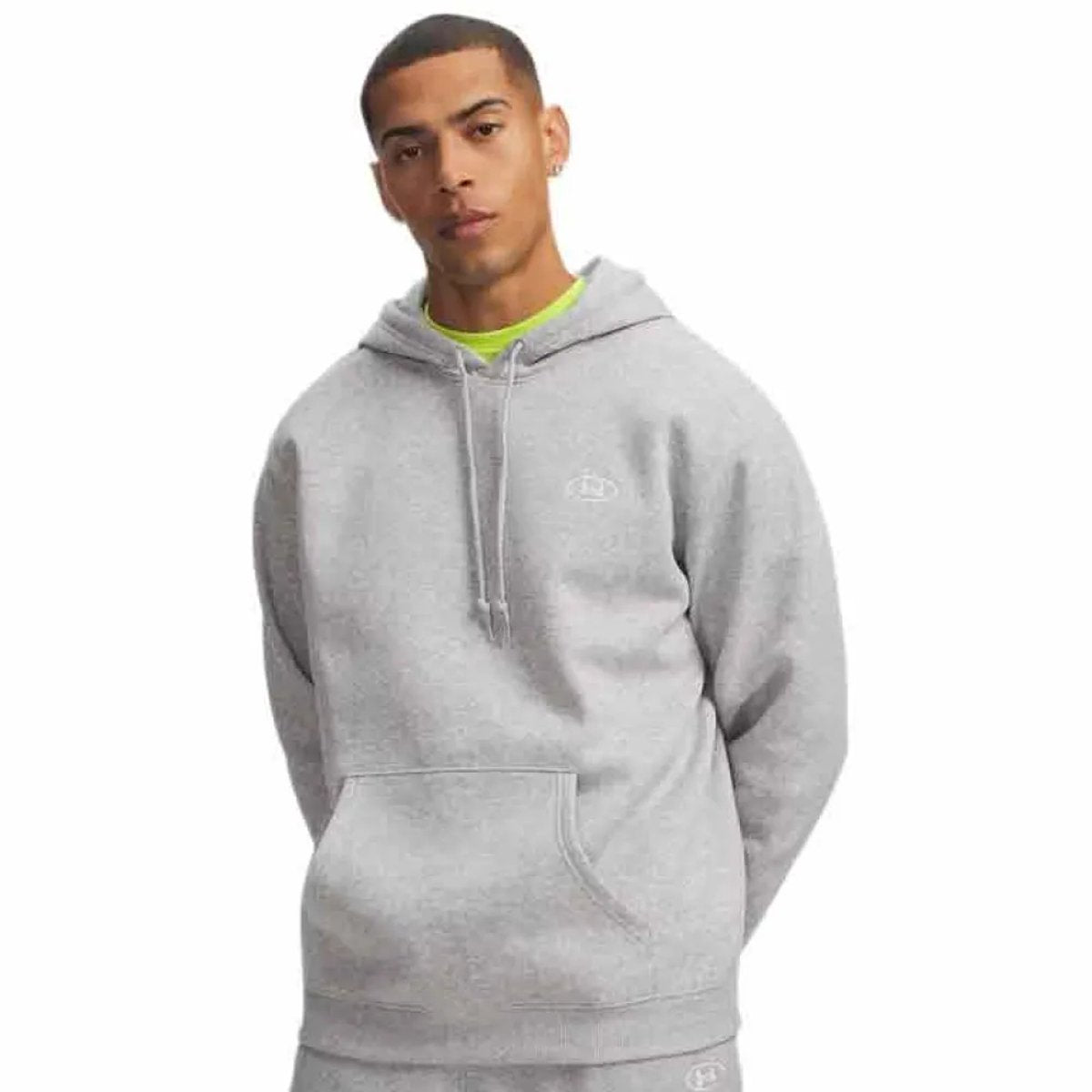 Under Armour UA Rival FLC Sweat à capuche - Gris Pull de sport pour homme - Mod Grey Light Heather - Blanc