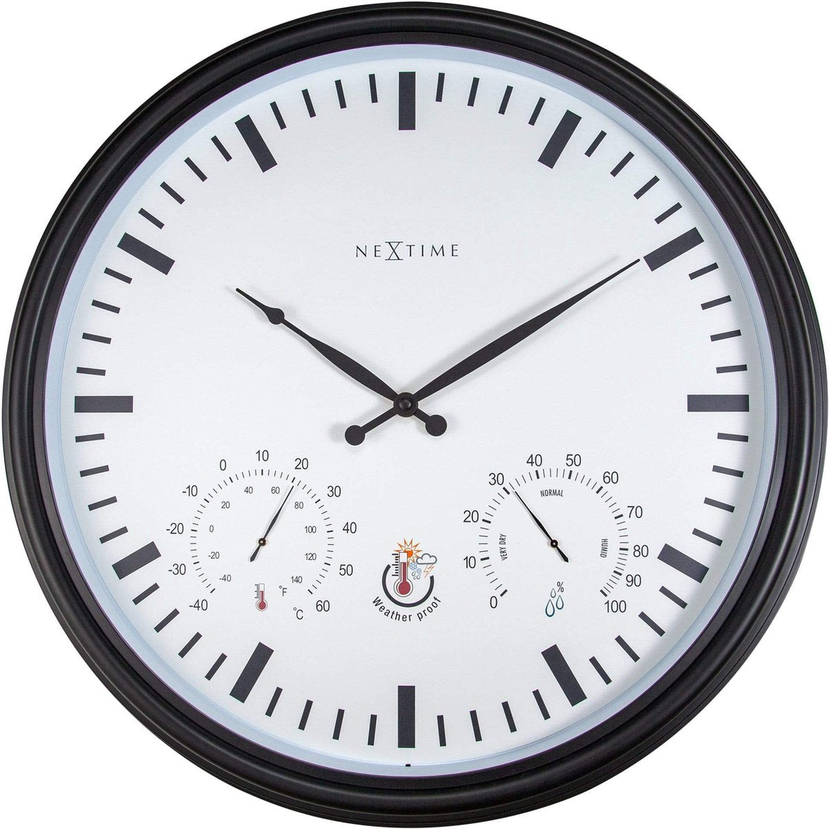 Tournesol Nexttime – horloge murale – 50,5 cm – métal – noir et blanc – résistant aux intempéries