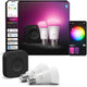 Kit de démarrage Philips hue - lumière blanche et colorée - 1 bridge pro - pack de 2 e27 1100 lumens