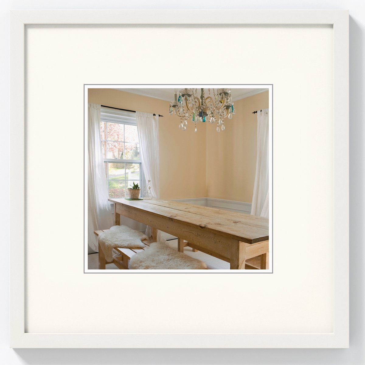 Poivrons Walther - cadre en bois - format photo 30x30 cm - blanc polaire