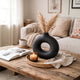Arti casa Vase décoratif rond avec centre ouvert - Vase noir pour décoration intérieure - Vase moderne pour fleurs ou accessoires - 31 x 10,5 x 31 cm - Noir