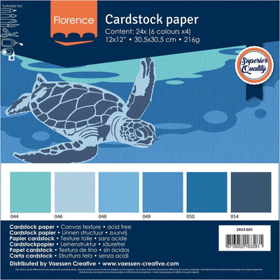 Papier cartonné créatif Florence Vaessen, papier cartonné robuste 216 g - bleu, 24 pièces. 30,5 x 30,5 cm