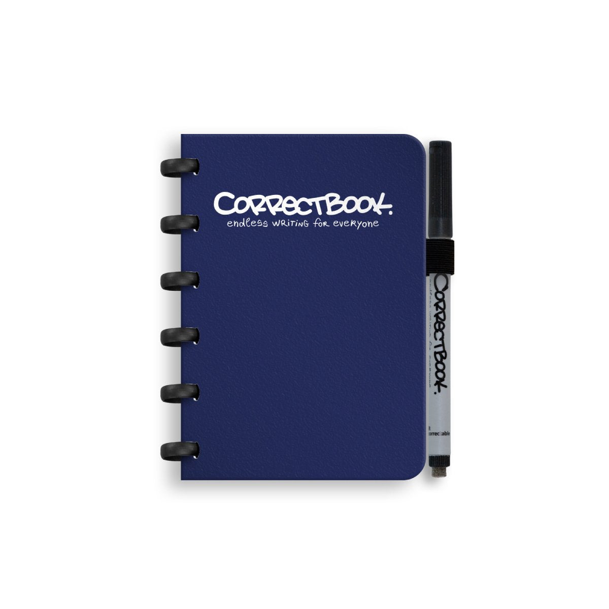 Carnet effaçable Correctbook a6 – carnet réutilisable – bleu nuit – ligné – avec lingette pour stylo – peut être complété par des pages supplémentaires