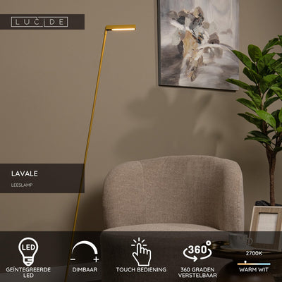 Lucide Lavale - lampe de lecture - LED dimmable - 1x3w 2700k - jaune ocre