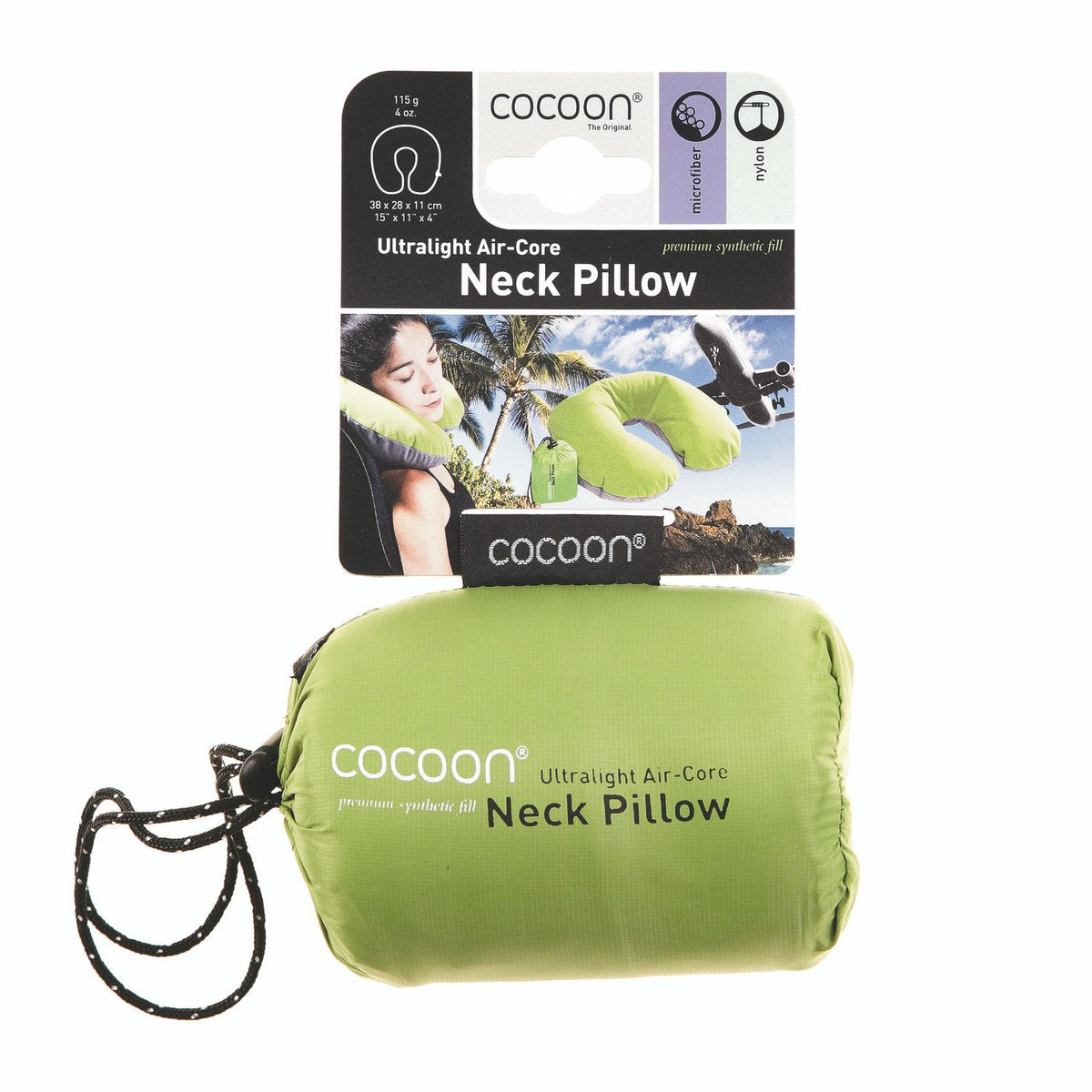Oreiller de soutien cervical ergonomique ultraléger en forme de U Cocoon Air Core jaune 38 x 27 x 11 cm