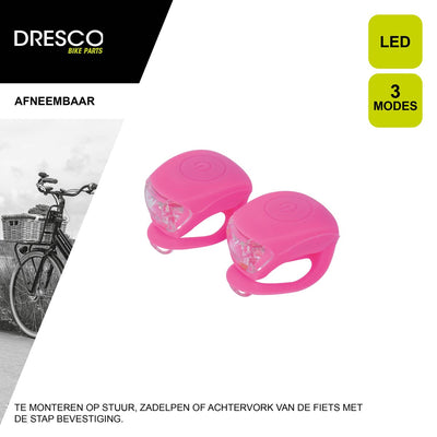 Feux de vélo Dresco en silicone rose