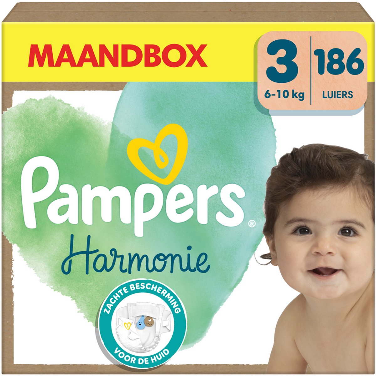 Couches Pampers Harmony taille 3, 186 couches, 6kg-10kg