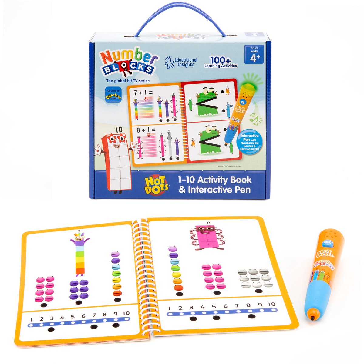 Ressources d'apprentissage blocs de numéros de points chauds 1 à 10 stylo interactif pour livre d'activités. - 3+