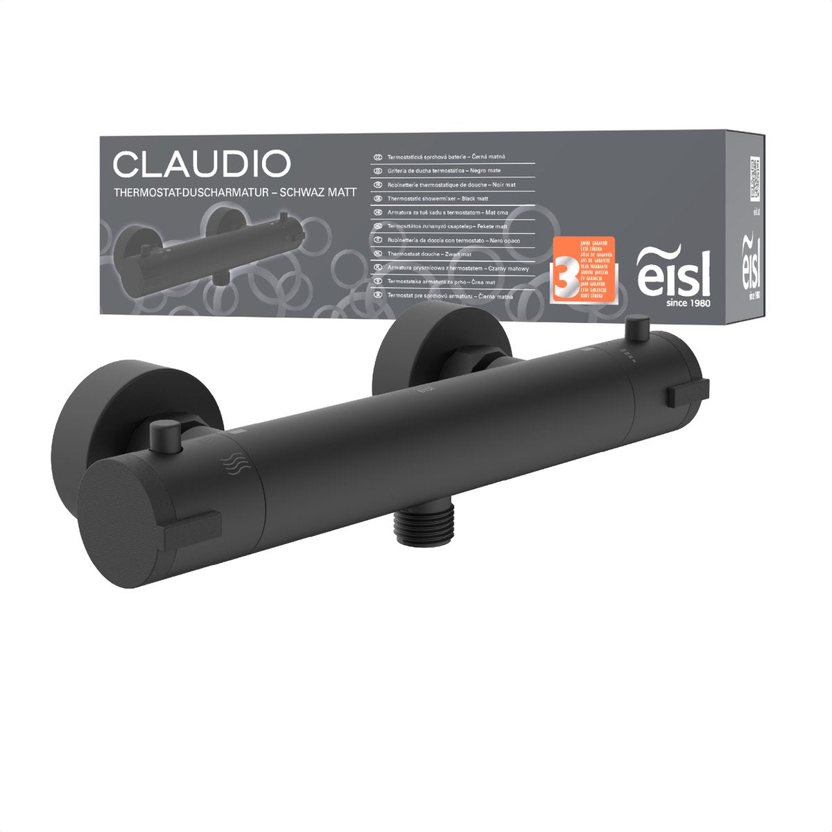 Eisl Claudio Robinet de douche thermostatique - Mitigeur - Noir mat