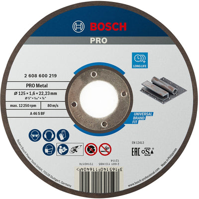 Bosch - disque à tronçonner expert droit pour axe métal 46 s bf, 125 mm, 22,23 mm, 1,6 mm