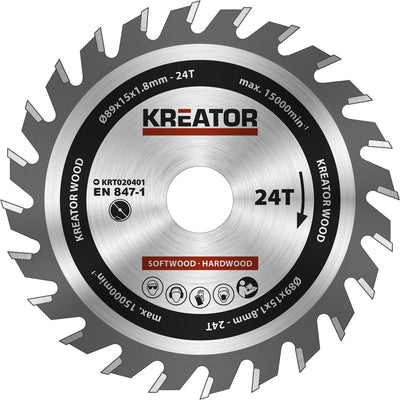 Kreator - krt020401 - lame de scie circulaire - ø 89x15x1,8mm 24t