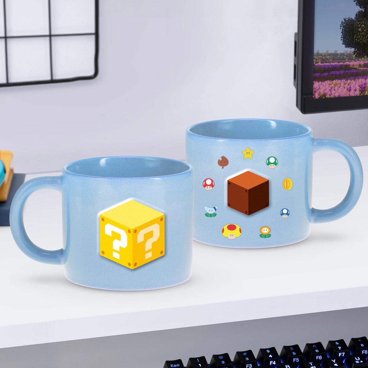 Paladone super mario question block mug – tasse en céramique gaufrée 400 ml –