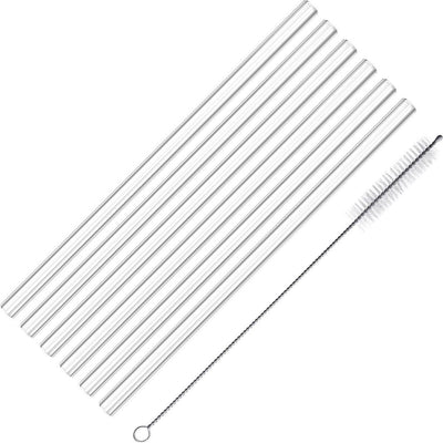 Westmark 6 pailles en verre, droites, incl. 1 brosse de nettoyage, longueur : 20 cm, ø 0,8 cm, verre borosilicaté, transparent, 62622260