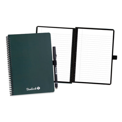Carnet effaçable coloré Bambook - vert foncé (forêt) - a5 - pages lignées - carnet de tableau blanc durable et réutilisable - avec 1 marqueur gratuit