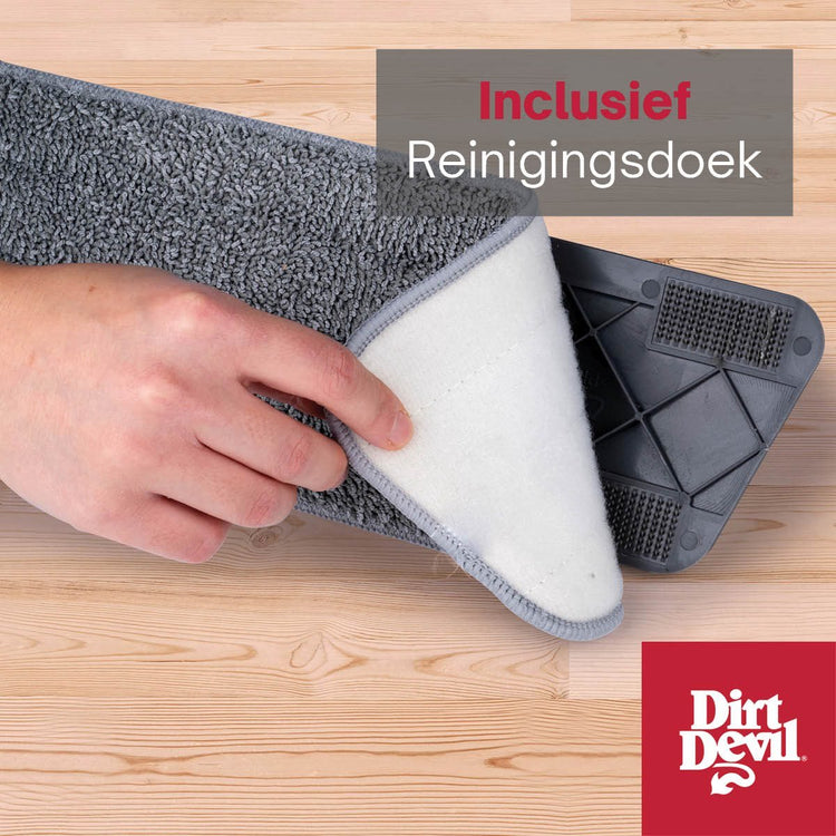 Vadrouille Dirt Devil avec fonction spray - Vadrouille rotative à 360° - incl. serpillère - flacon rechargeable 640 ml - pour utilisation humide et sèche - plastique - gris