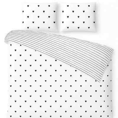 Vtwonen - housse de couette rayée love - lits jumeaux - 240x200 220cm - blanc
