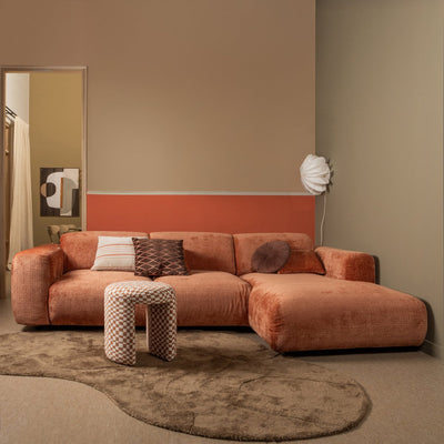 Tabouret Woood Charlie - polyester - carreaux - orange