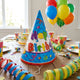 Chapeaux de fête Party Casa sans marque 6 pièces - chapeaux d'anniversaire avec imprimé joyeux anniversaire - chapeaux de fête avec élastique - chapeau de fête pour anniversaire - chapeaux d'anniversaire bleu