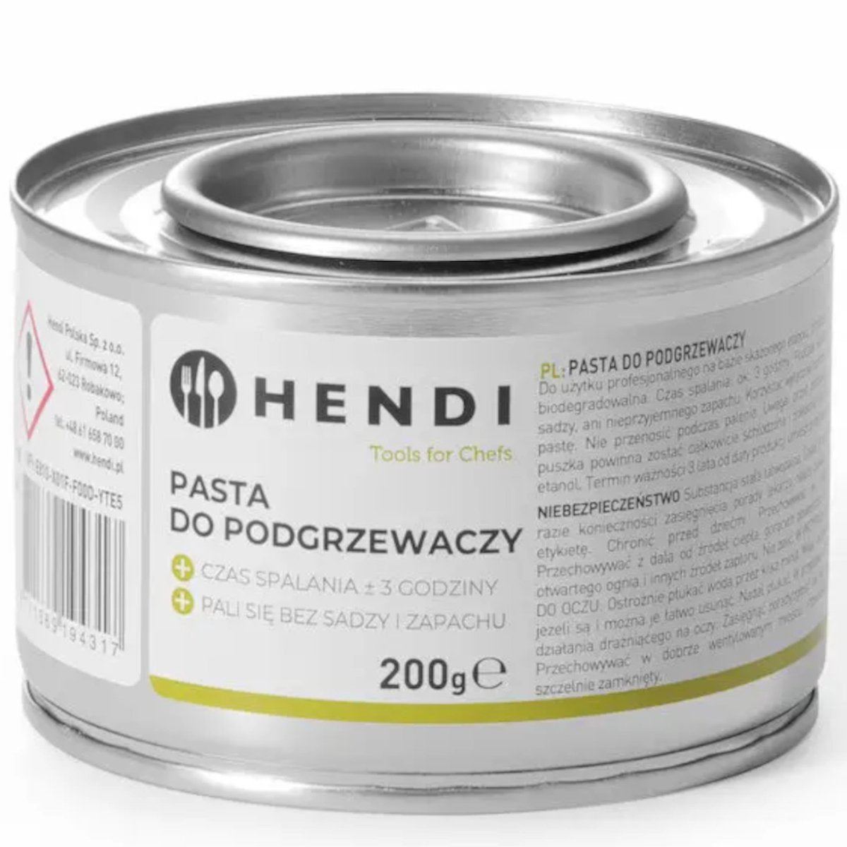 Hendi - pâte pour chauffe-plats - 200g - 3 heures de combustion - bioéthanol