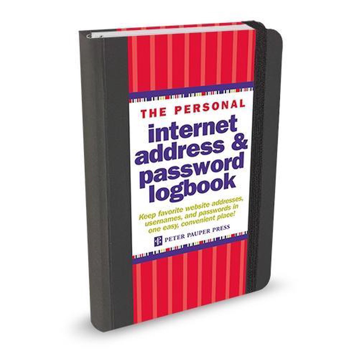 Comellopeter Pauper Peter Pauper Carnet de mots de passe Internet - noir - avec fermeture élastique - 11x15 cm
