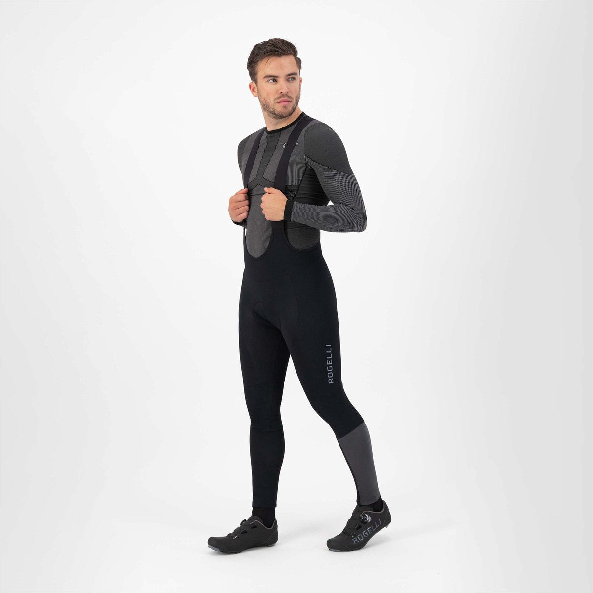 Rogelli essentiel short de cyclisme haute visibilité hommes - bretelles - noir - l