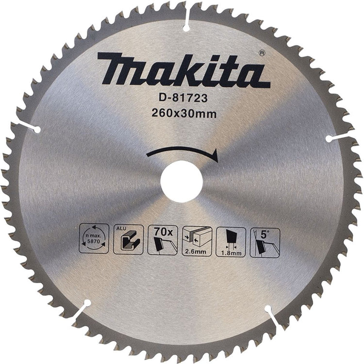 Accessoires Makita lame de scie à tronçonner aluminium | standard 260x30x2,8 70t 5g - d-81723