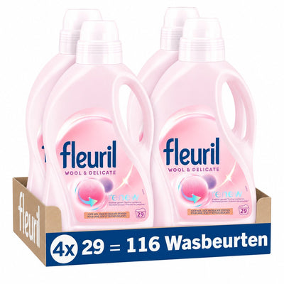 Fleuril lessive laine délicate | 1.305 litres | 4 x 29 lavages | 116 lavages | emballage de valeur
