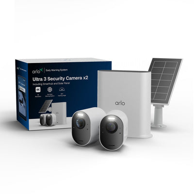 Caméra de sécurité Arlo ultra3 4k + panneau solaire - kit 2 caméras (y compris hub intelligent)