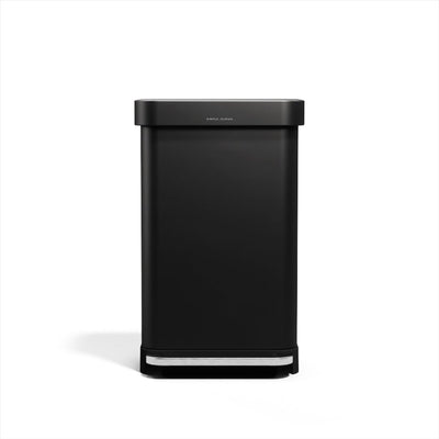 Poubelle à pédale rectangulaire Simplehuman - 45l - avec support sac - acier inoxydable noir mat