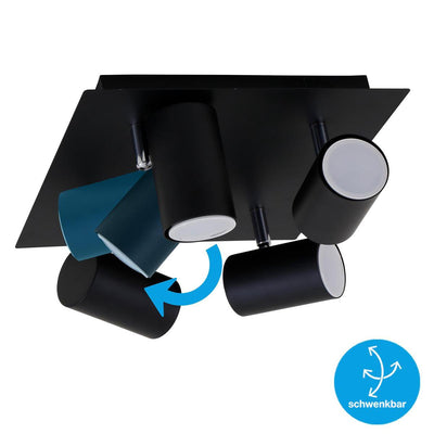 Briloner run - spot de plafond - spot en saillie avec 4 lumières - rotatif - plafonnier - gu10 - max. 40 watts - noir