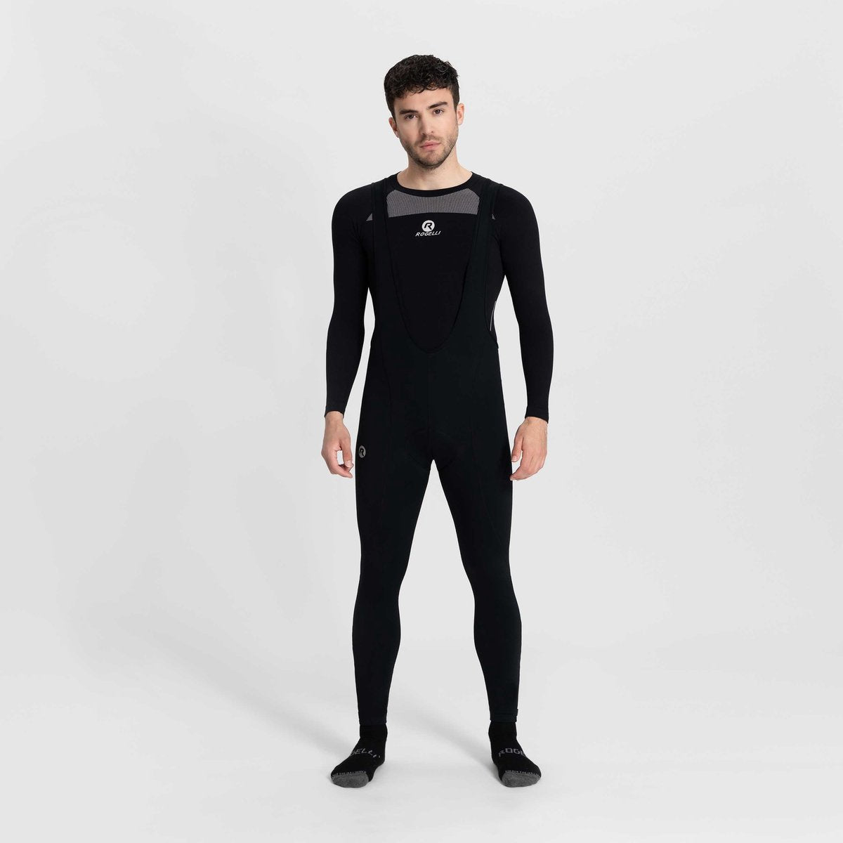Rogelli core pantalon de cyclisme long hommes - chamois et bretelles - noir - s