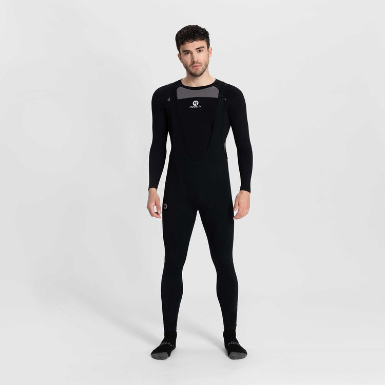 Rogelli core pantalon de cyclisme long hommes - chamois et bretelles - noir - s