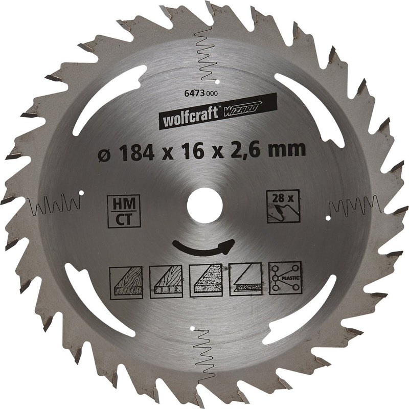 Wolfcraft - lame de scie circulaire 184x16mm - 28 dents - lame de scie pour scie circulaire - série argent - 6473000