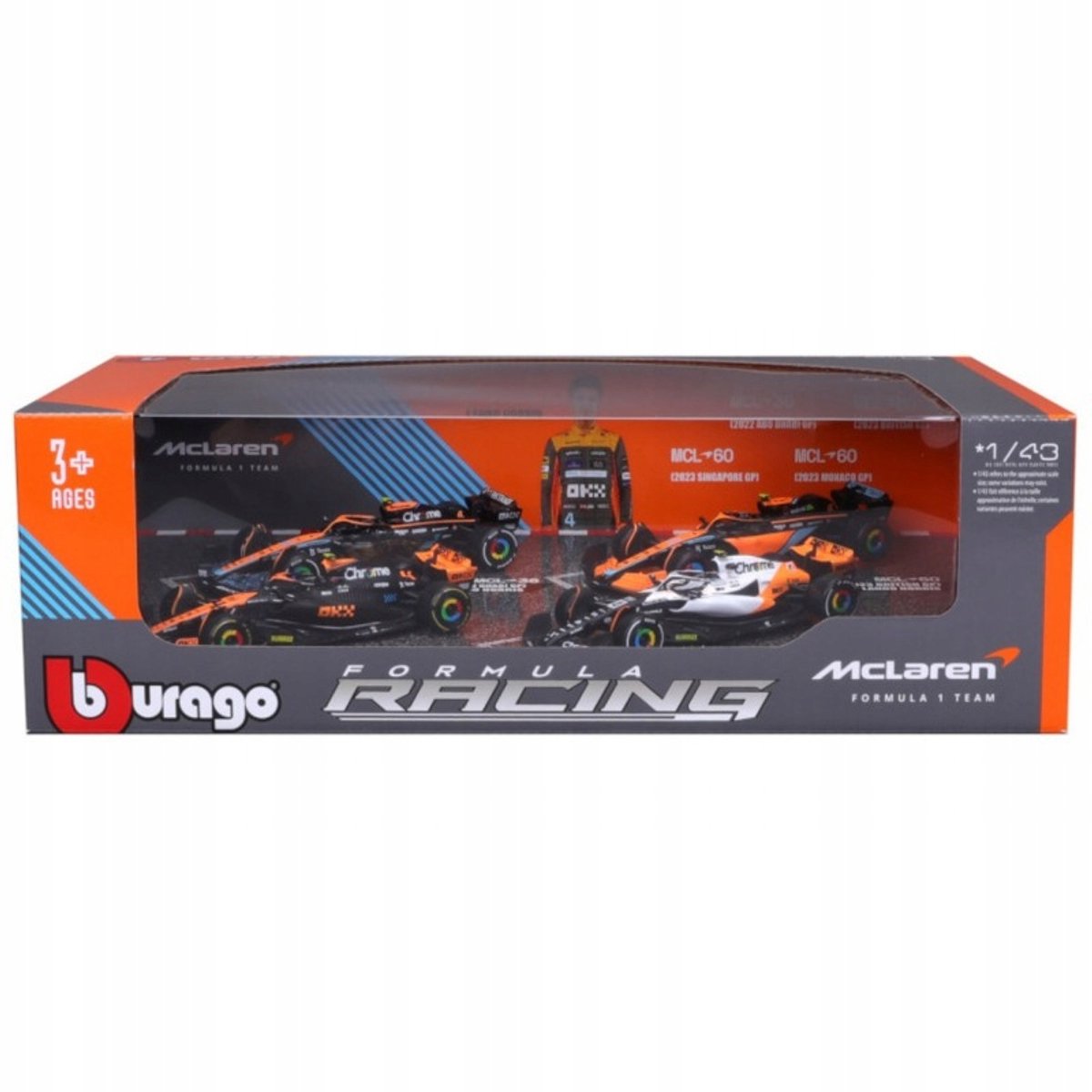 Ensemble de voitures de course Bburago F1 McLaren Lando Norris 1:43 - 4 modèles.