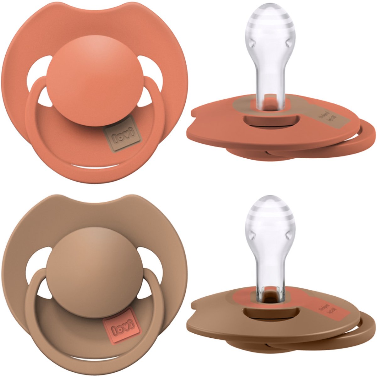 Sucette Difrax lovi Dynamic Prime - 6 à 18 mois - marron orangé - 2 pièces