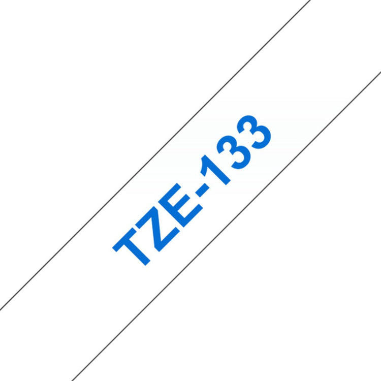 Brother tz-133 12mm - bleu sur transparent - laminé (8m)