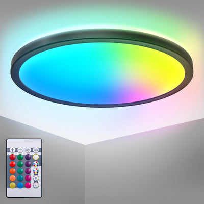 Briloner b.k.light - plafonnier LED rgb - noir - dimmable - avec lumière indirecte - lumière colorée - avec télécommande - ø29cm