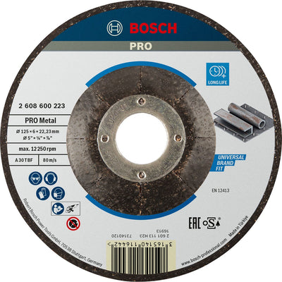 Bosch - disque abrasif courbé expert pour le métal a 30 t bf, 125 mm, 22,23 mm, 6,0 mm