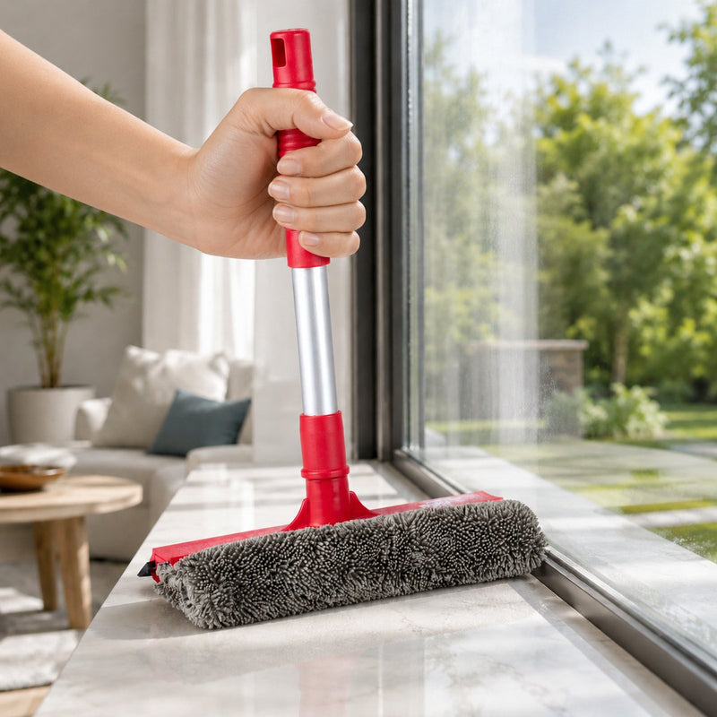 Dirt Devil Nettoyant pour vitres 2 en 1 - Nettoyant pour vitres avec éponge en microfibre et essuie-glace - Essuie-glace pour vitres et vitres de voiture - 28 x 20 cm