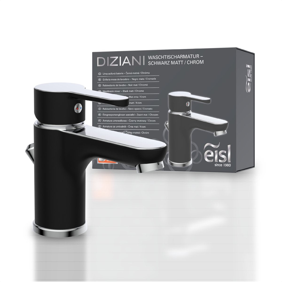 Robinet de bain Eisl diziani - mitigeur - noir mat-chrome
