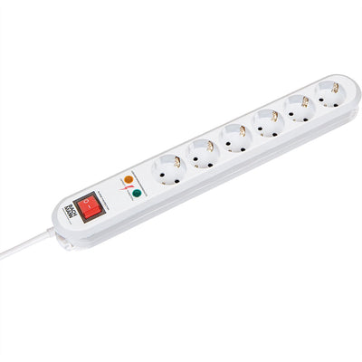 Bachmann multiprise intelligente 6x contact de terre, interrupteur, protection contre les surtensions, blanc, 1,5 m