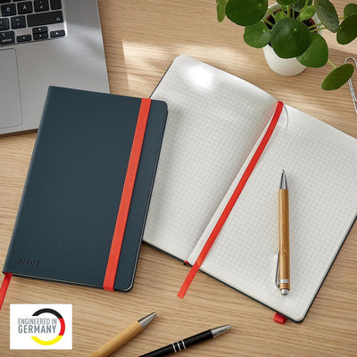 Carnet A5 Leitz confortable et durable avec surface douce - à carreaux - 80 feuilles A5 - gris velours