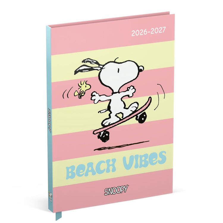 Snoopy Lannoo Agenda Beach Vibes - Agenda scolaire 2026-2027 - Taille A5 - Rose