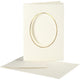 Cartes passe-partout Creativ company, ovales avec bord doré, format carte 10,5x15 cm, format enveloppe 11,5x16,5 cm, blanc cassé, 10 jeux 1 boîte
