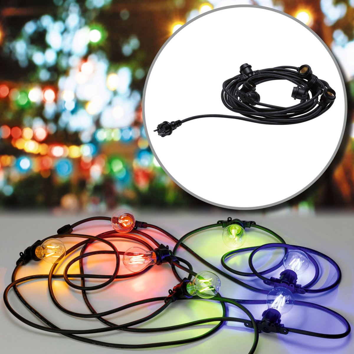Guirlande lumineuse Paulmann ip44 e27 8,6m max. 7x10w 230v noir