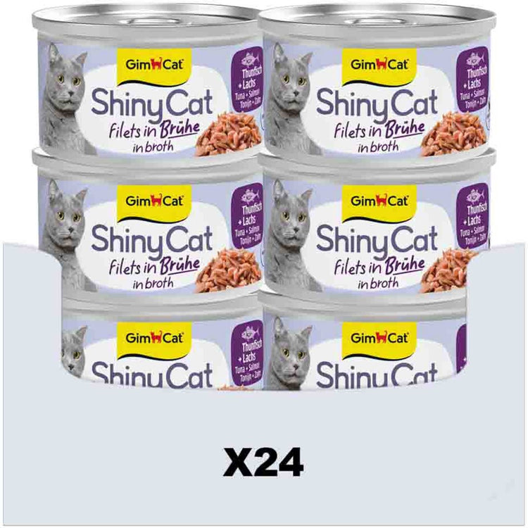 Gimcat 24 x 70 g - filets de Shinycat au bouillon de thon + saumon