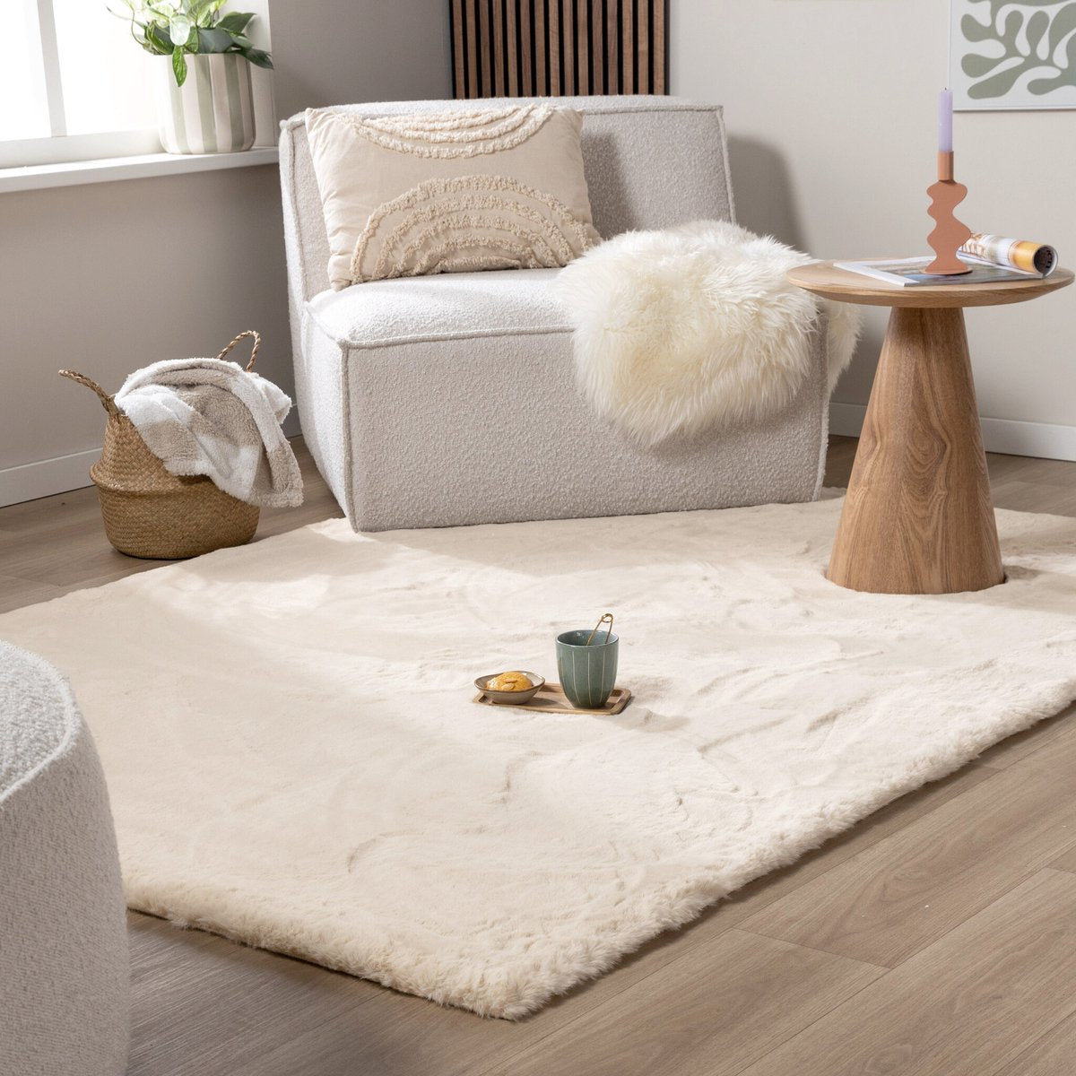 Sans marque, sans marque naturelle. tapis doux à poils longs - crème suprême confortable - 160x230cm