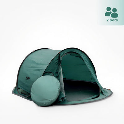 Faire taire. tente de camping extérieur hush outdoor 2 personnes - système pop up - avec crochet de suspension et compartiments de rangement - incl. porte-bébé