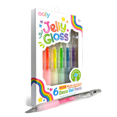 Ooly - jelly gloss - 6 stylos gel multi-surfaces - néon